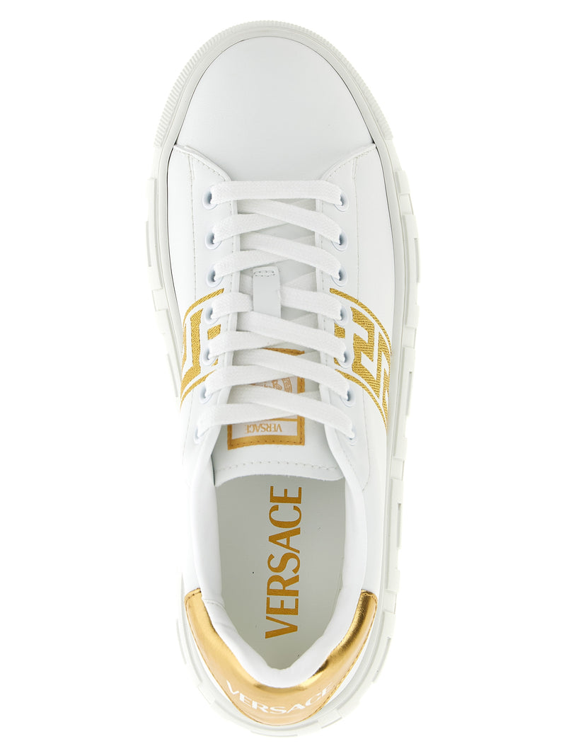 Baskets plateforme Versace en nylon doré