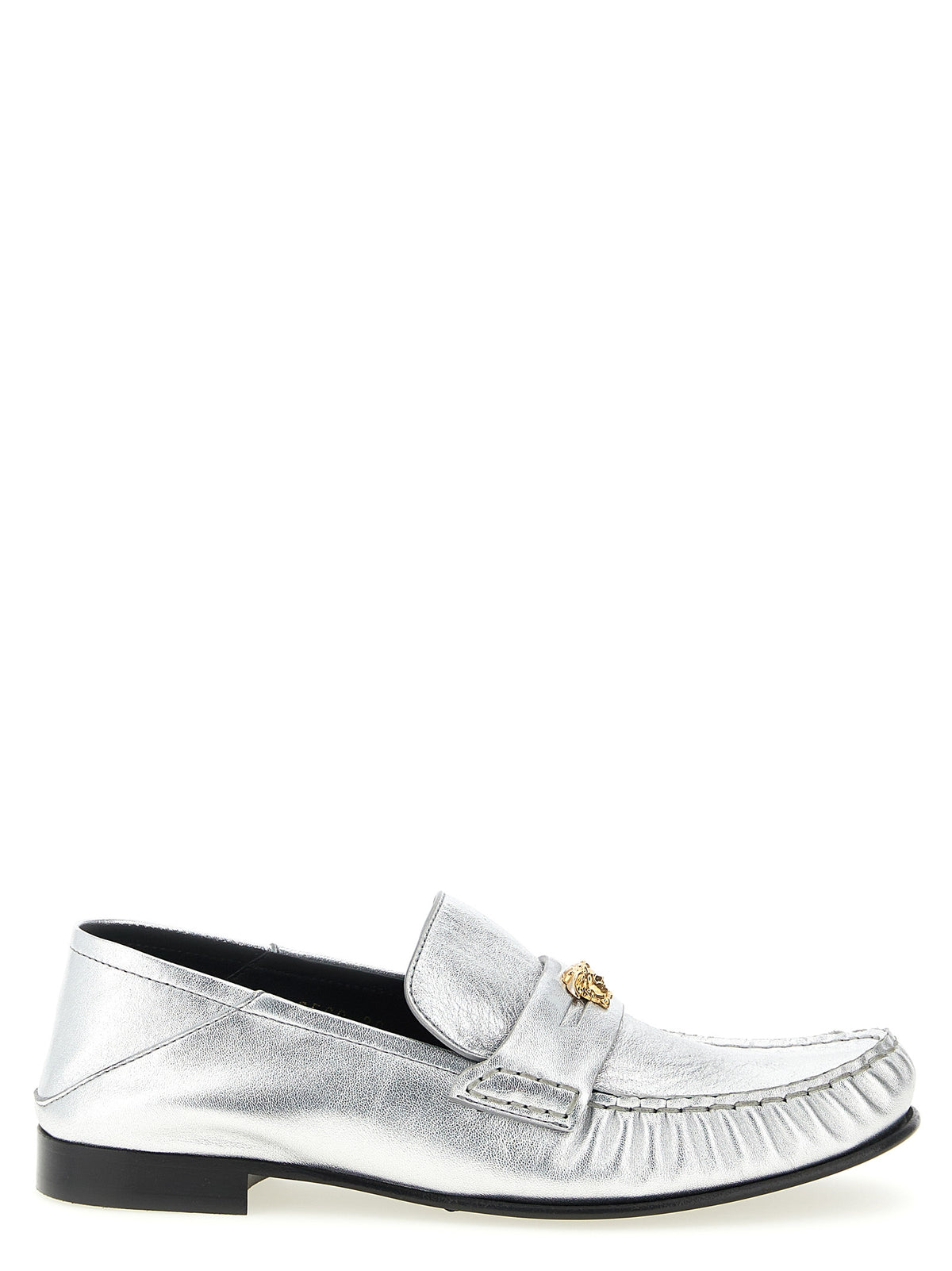 Versace Silver Lamb Leather Slip-On Loafers