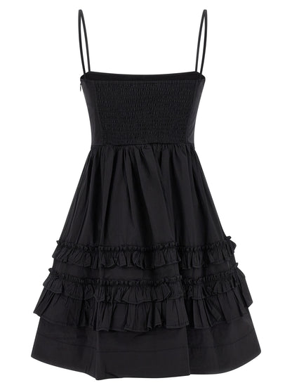 Ganni Black Cotton Short Dress