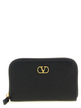 Porte-cartes Valentino Garavani en cuir de veau noir