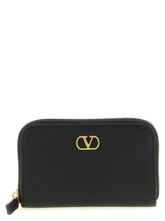 Porte-cartes Valentino Garavani en cuir de veau noir