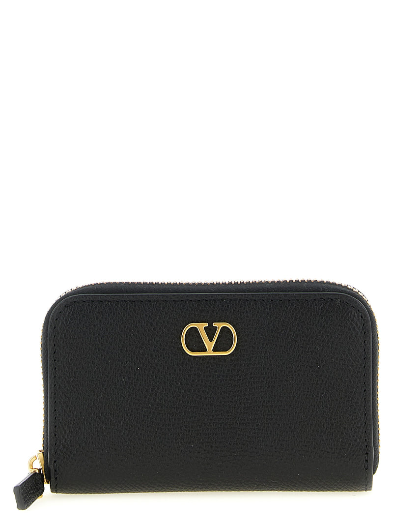 Porte-cartes Valentino Garavani en cuir de veau noir