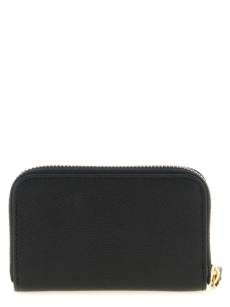 Porte-cartes Valentino Garavani en cuir de veau noir