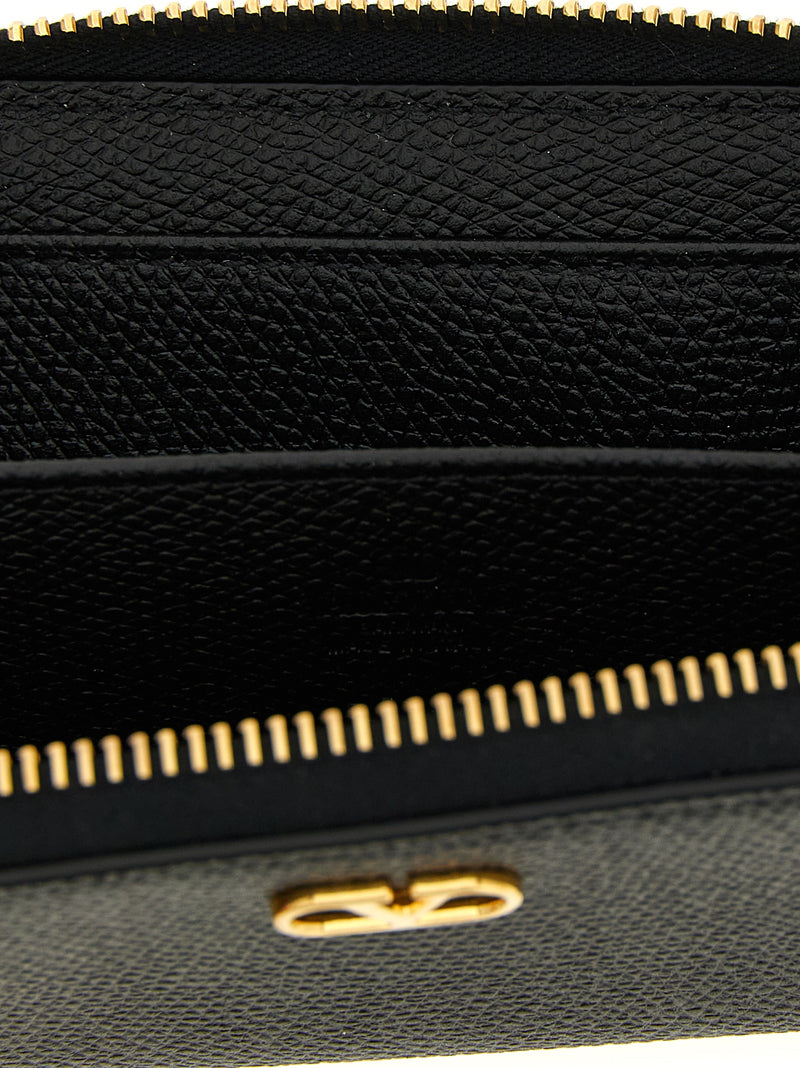 Porte-cartes Valentino Garavani en cuir de veau noir