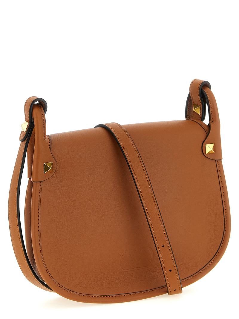 Sac à bandoulière Valentino Garavani en cuir de veau marron