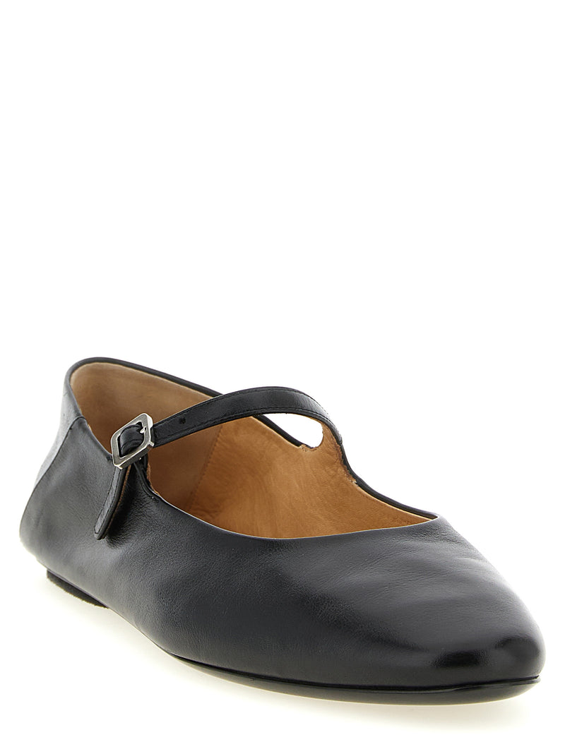 Marsell Black Calfskin ‘Strascico’ Ballet Flats for Women