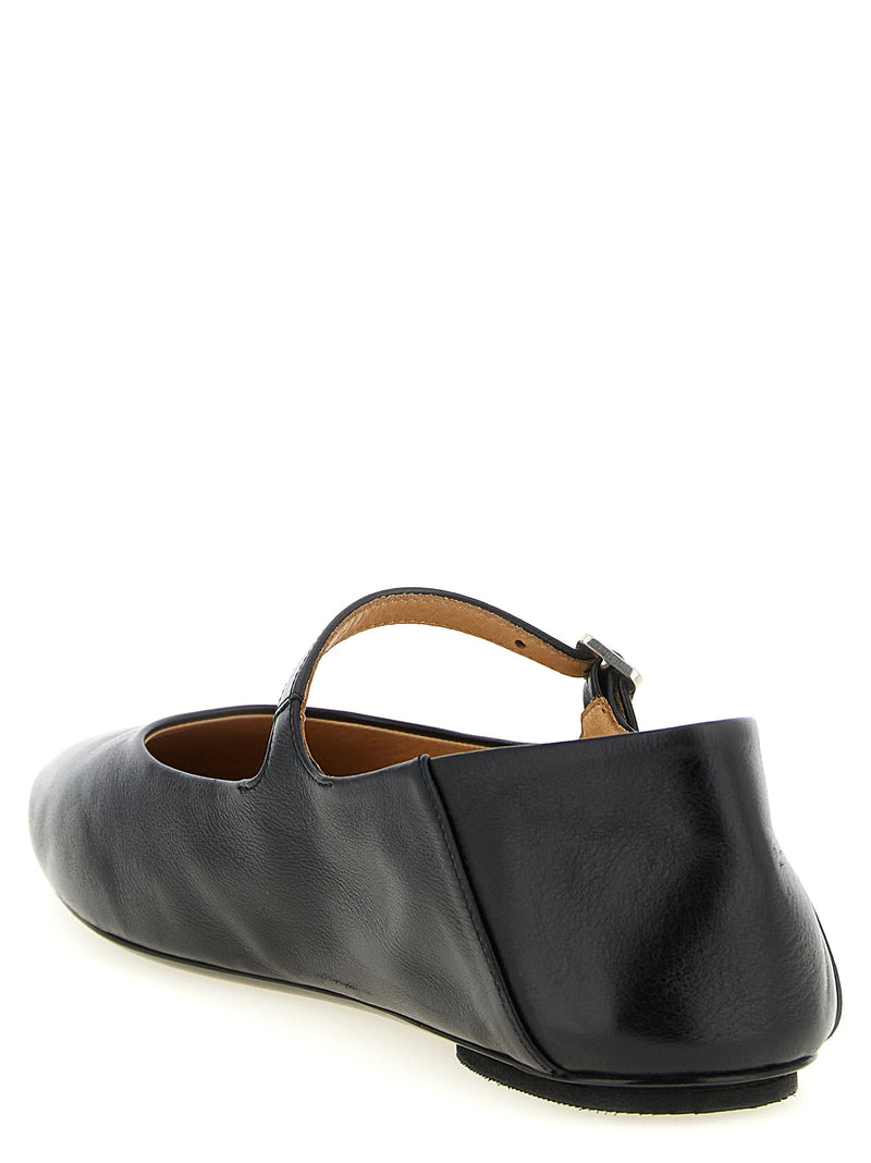 Marsell Black Calfskin ‘Strascico’ Ballet Flats for Women