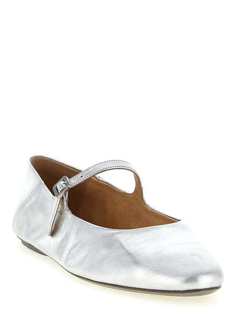 Ballerines Marsell en cuir de veau argenté