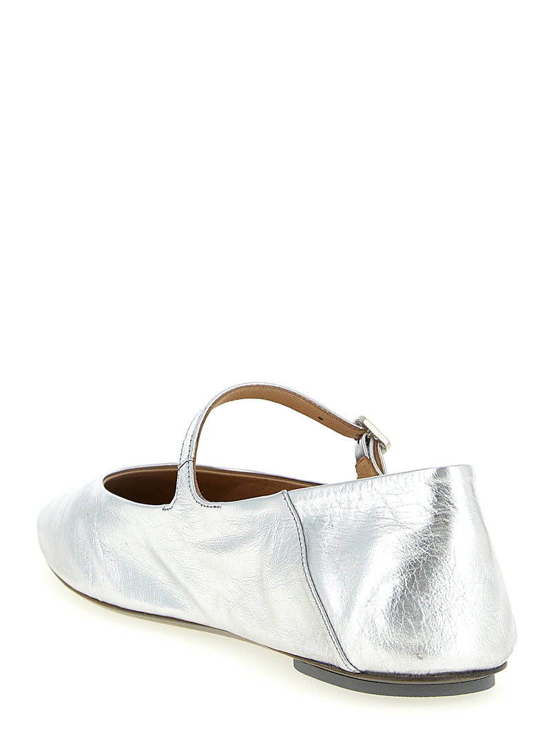Ballerines Marsell en cuir de veau argenté