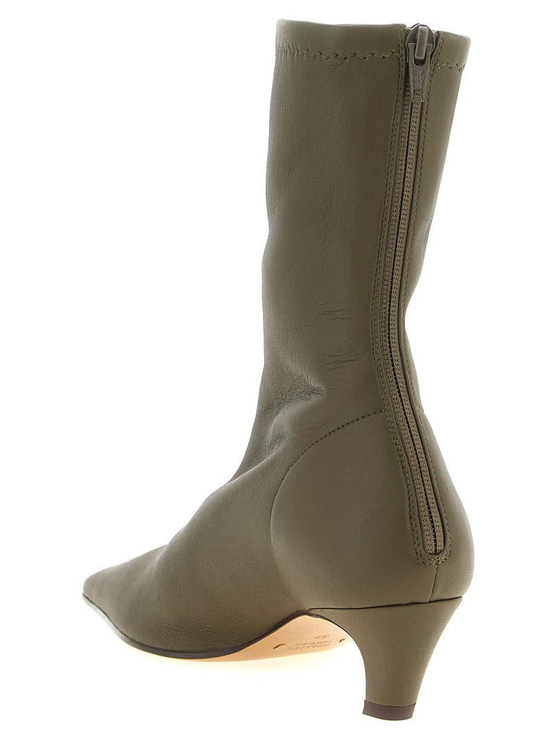 Khaite Arizona Bicolor Lambskin Ankle Boots