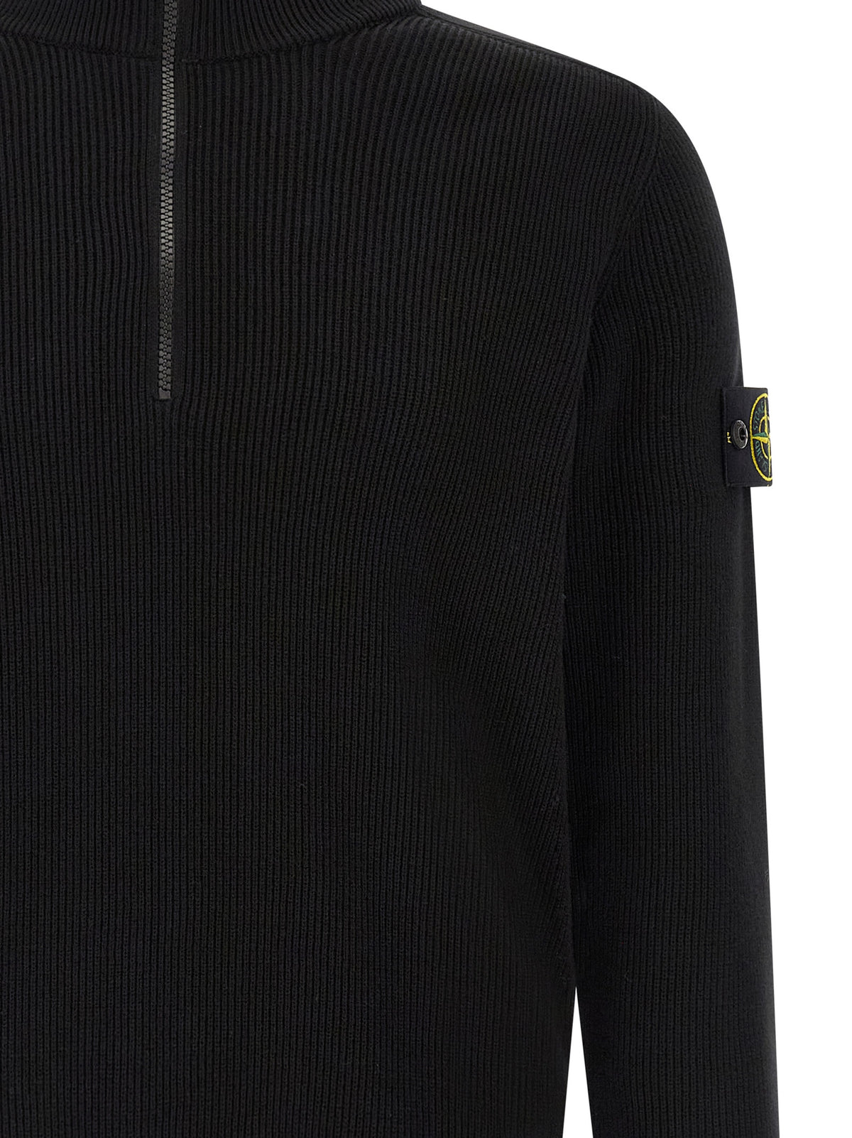 Stone Island Black Cotton Cardigan - Sustainable Style