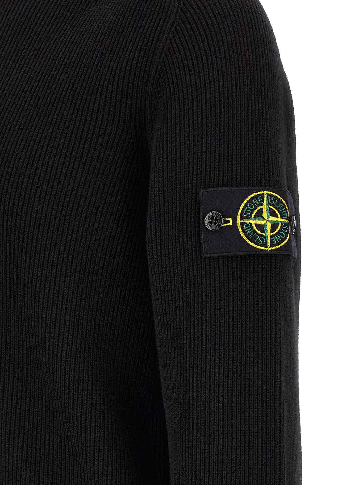Stone Island Black Cotton Cardigan - Sustainable Style