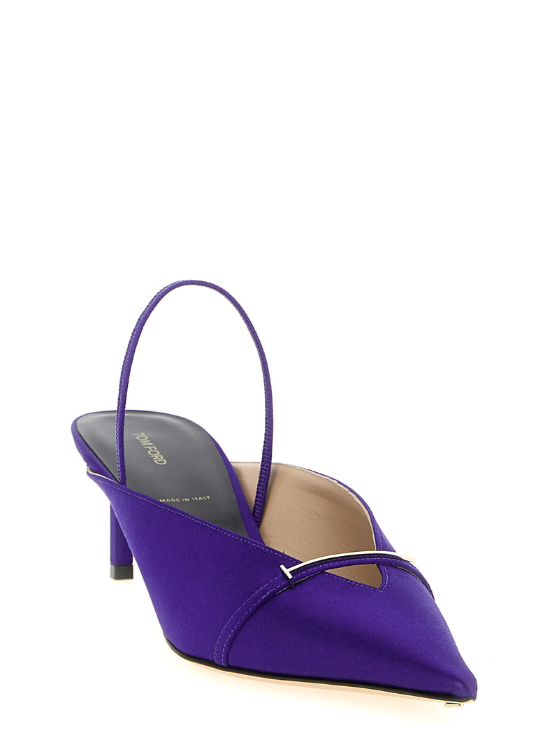 Tom Ford Julianne Purple Viscose Mid Heel Pumps