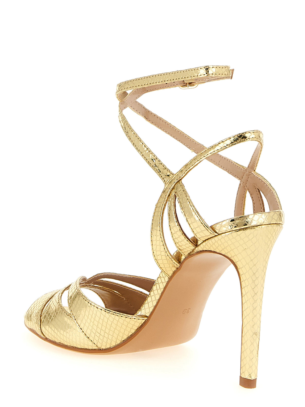 Sandales à talons aiguilles Twinset en cuir doré