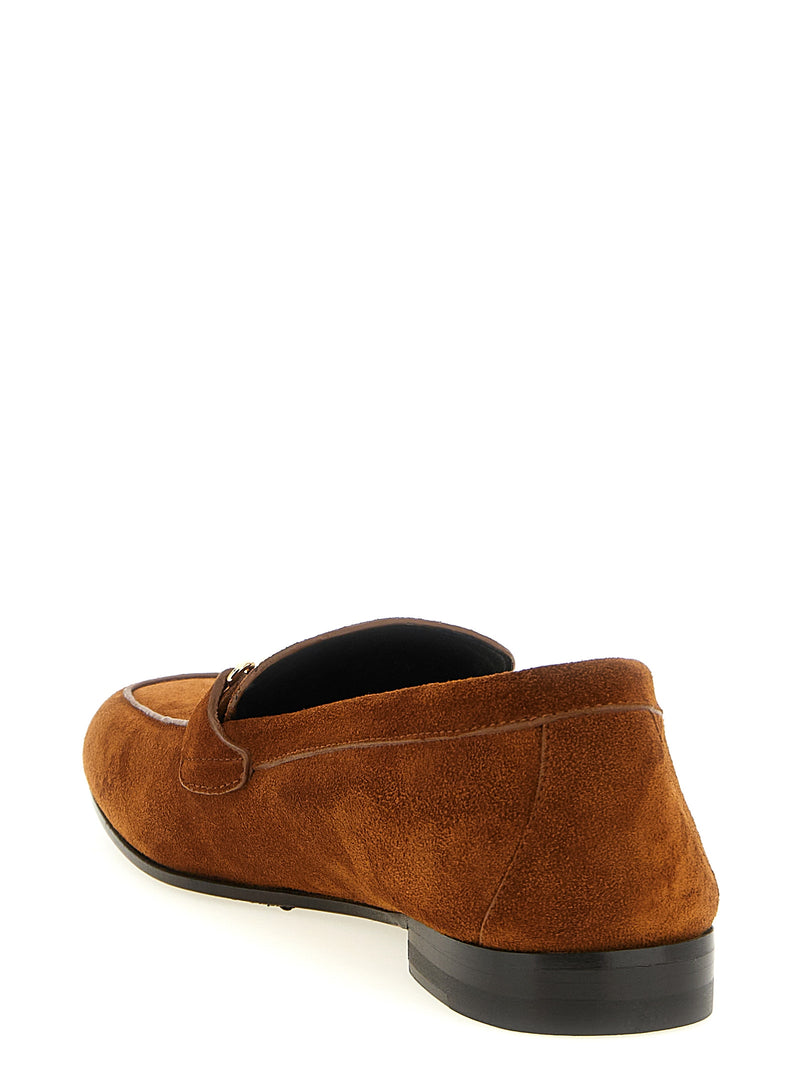 Versace Brown Calfskin Slip-On Loafers for Women