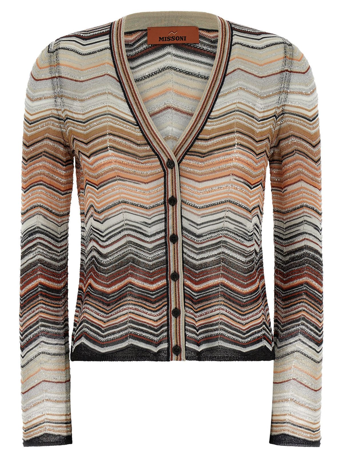 Missoni Brown Chevron Lamé Viscose Cardigan