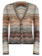 Missoni Brown Chevron Lamé Viscose Cardigan