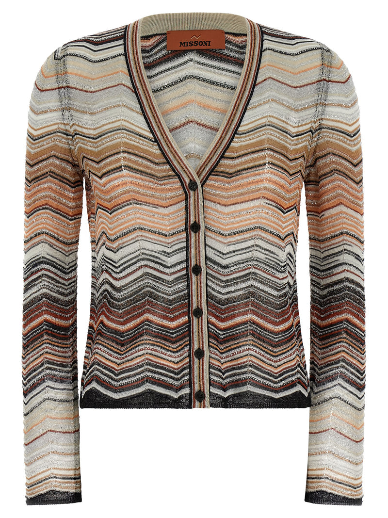 Missoni Brown Viscose Chevron Lamé Cardigan