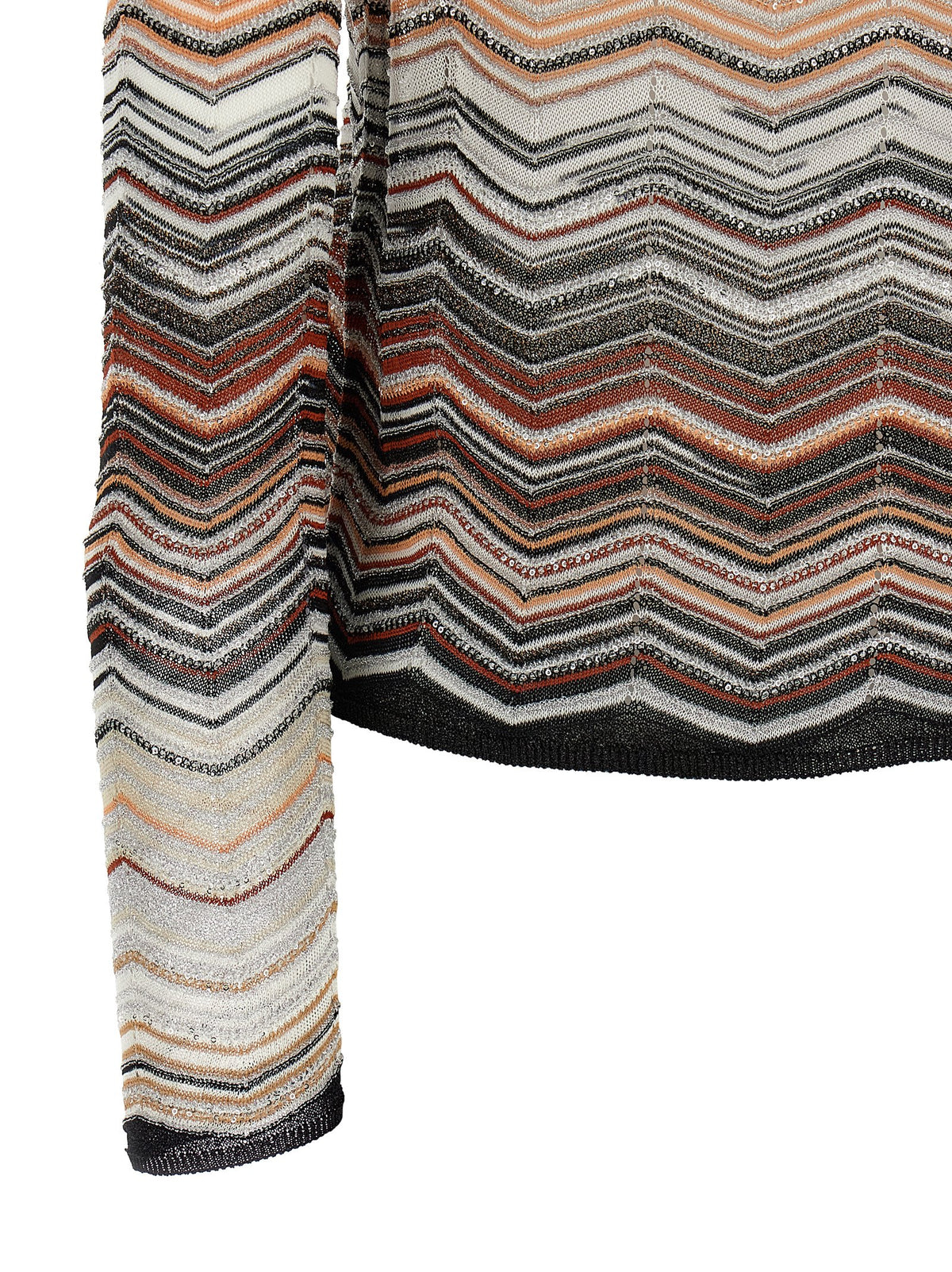 Missoni Brown Chevron Lamé Viscose Cardigan