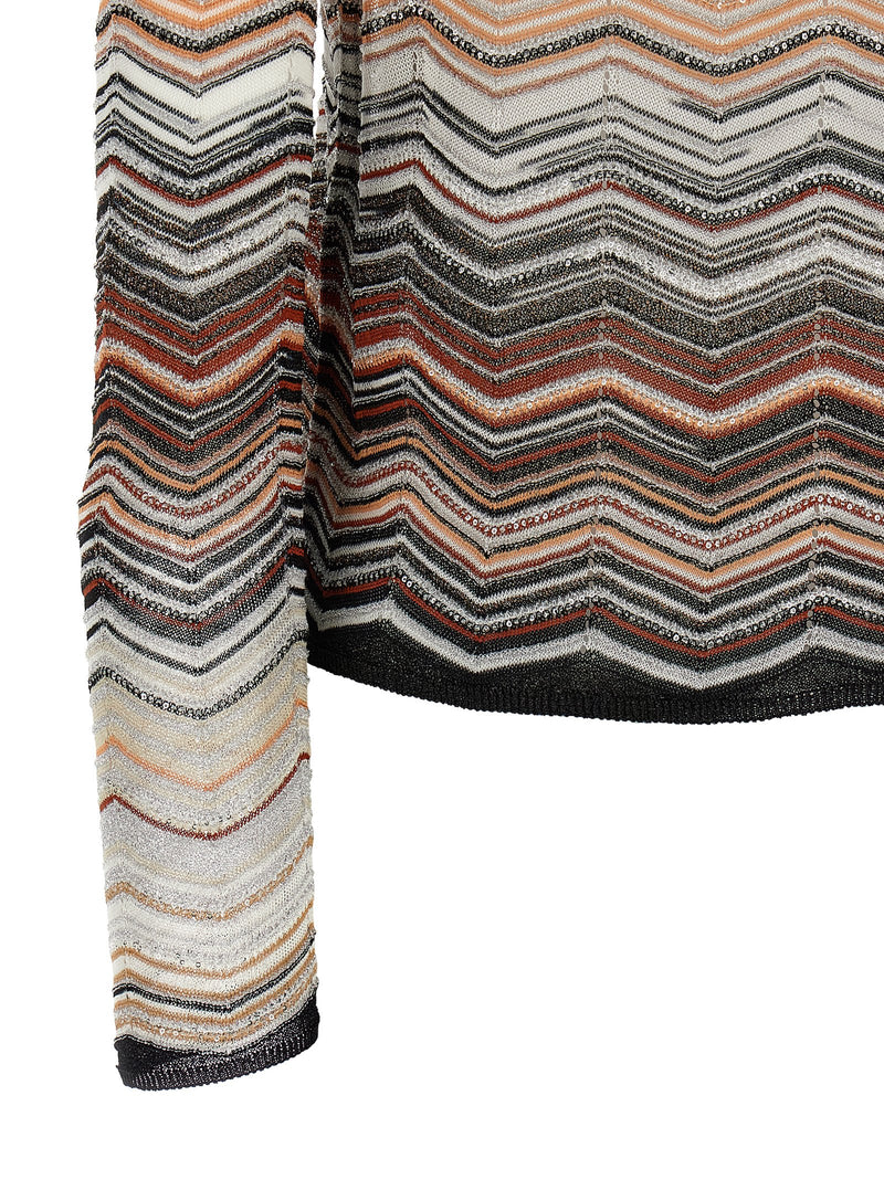 Missoni Brown Viscose Chevron Lamé Cardigan