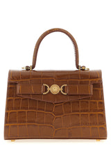Versace Brown Calfskin Handbag with Medusa Detail