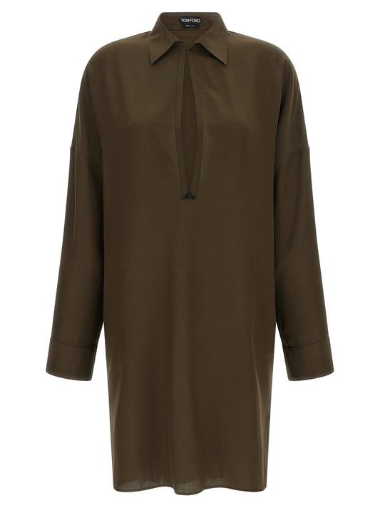 Tom Ford Bicolor Silk Midi Dress - Green