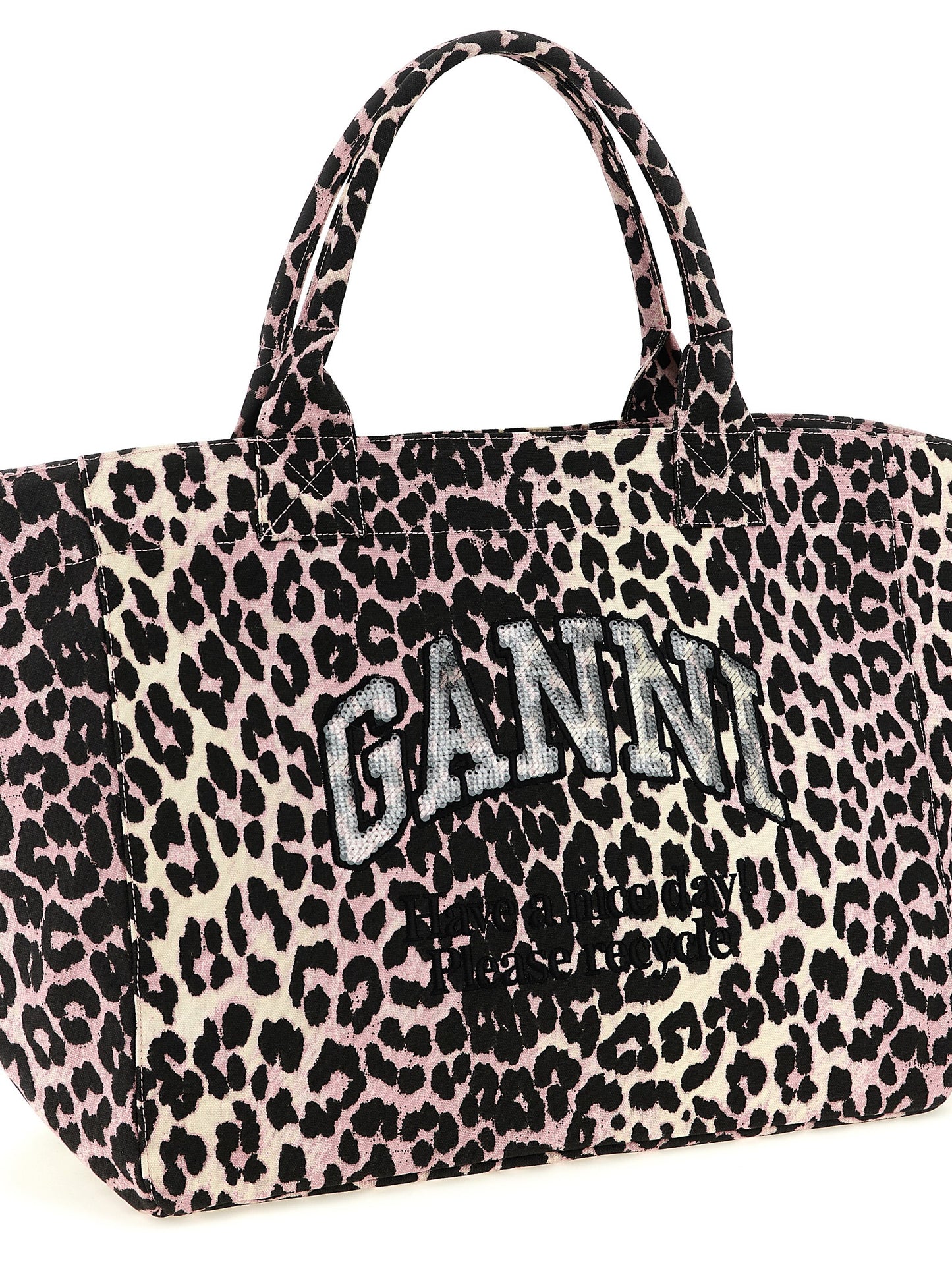 Ganni Multicolor Recycled Cotton Tote Bag