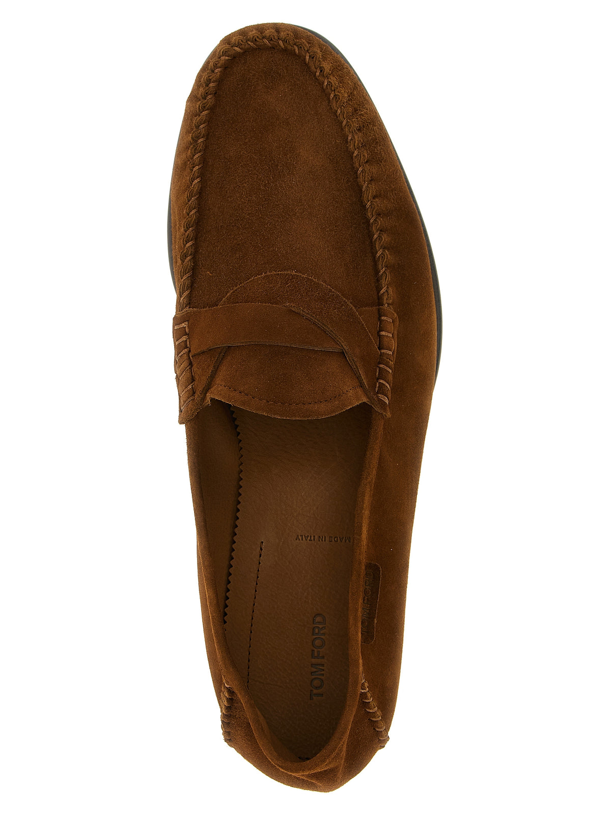 Mocassins à enfiler en daim marron Tom Ford