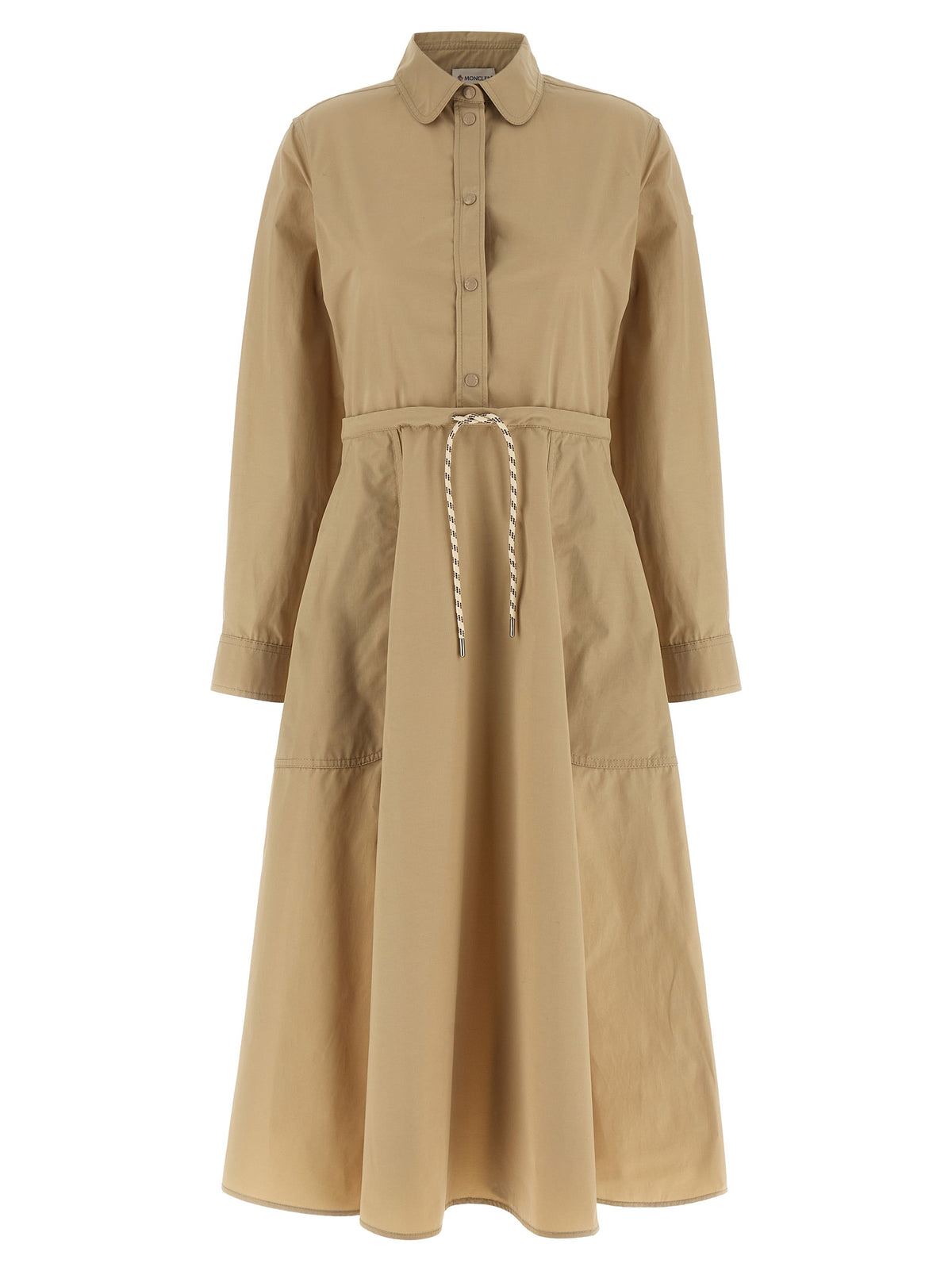 Moncler Robe Longue Beige en Polyester
