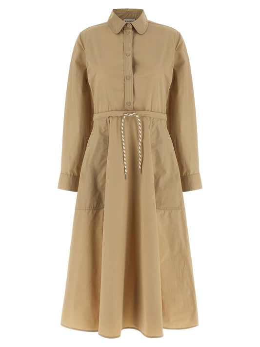 Moncler Robe Longue Beige en Polyester