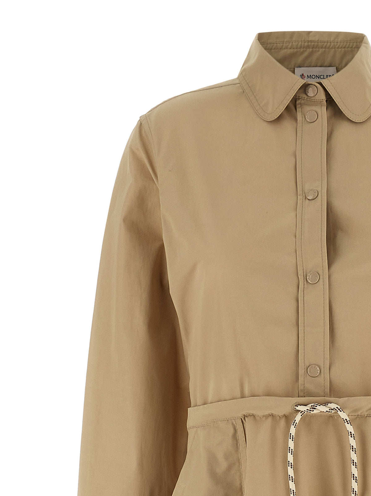 Moncler Robe Longue Beige en Polyester