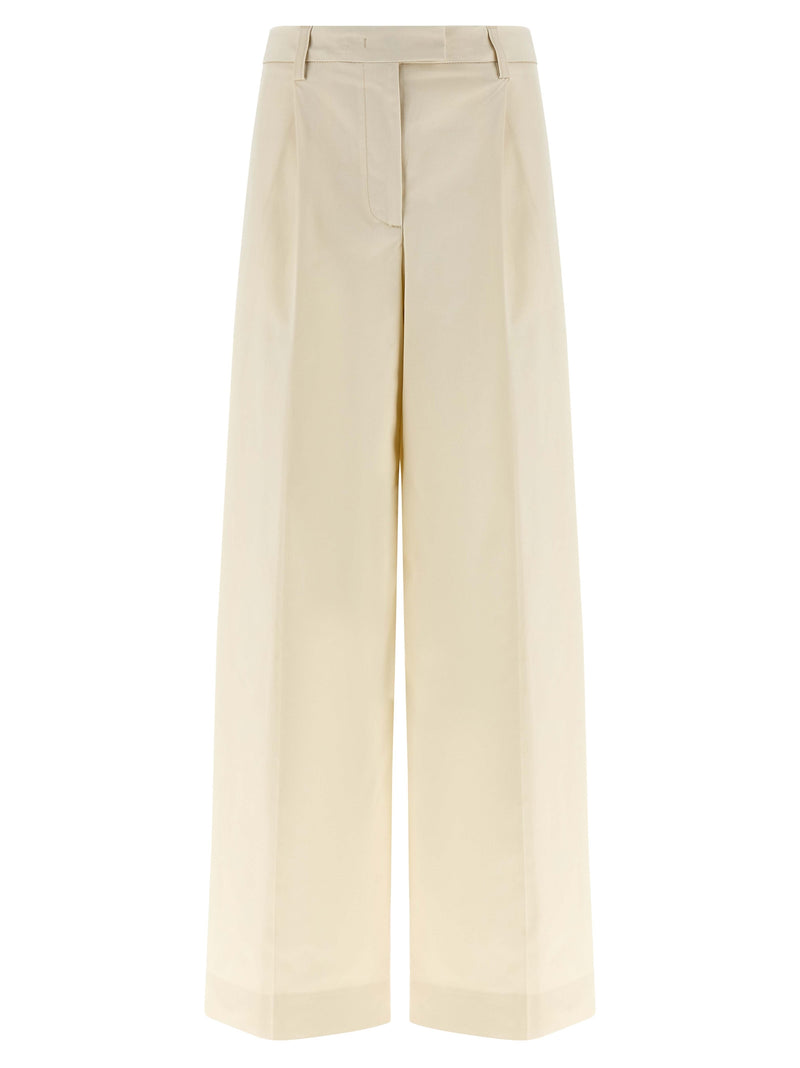 THELATEST Deva White Cotton Casual Pants for Women