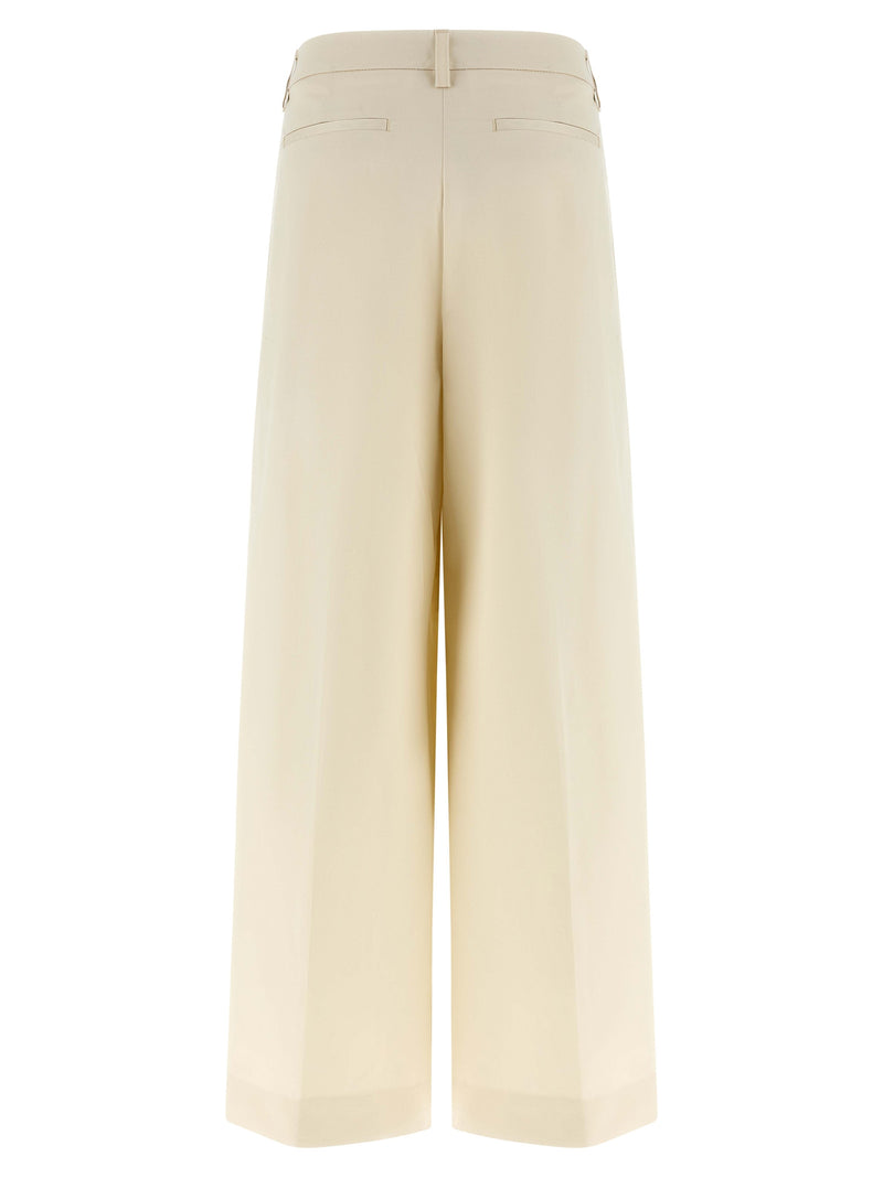 THELATEST Deva White Cotton Casual Pants for Women