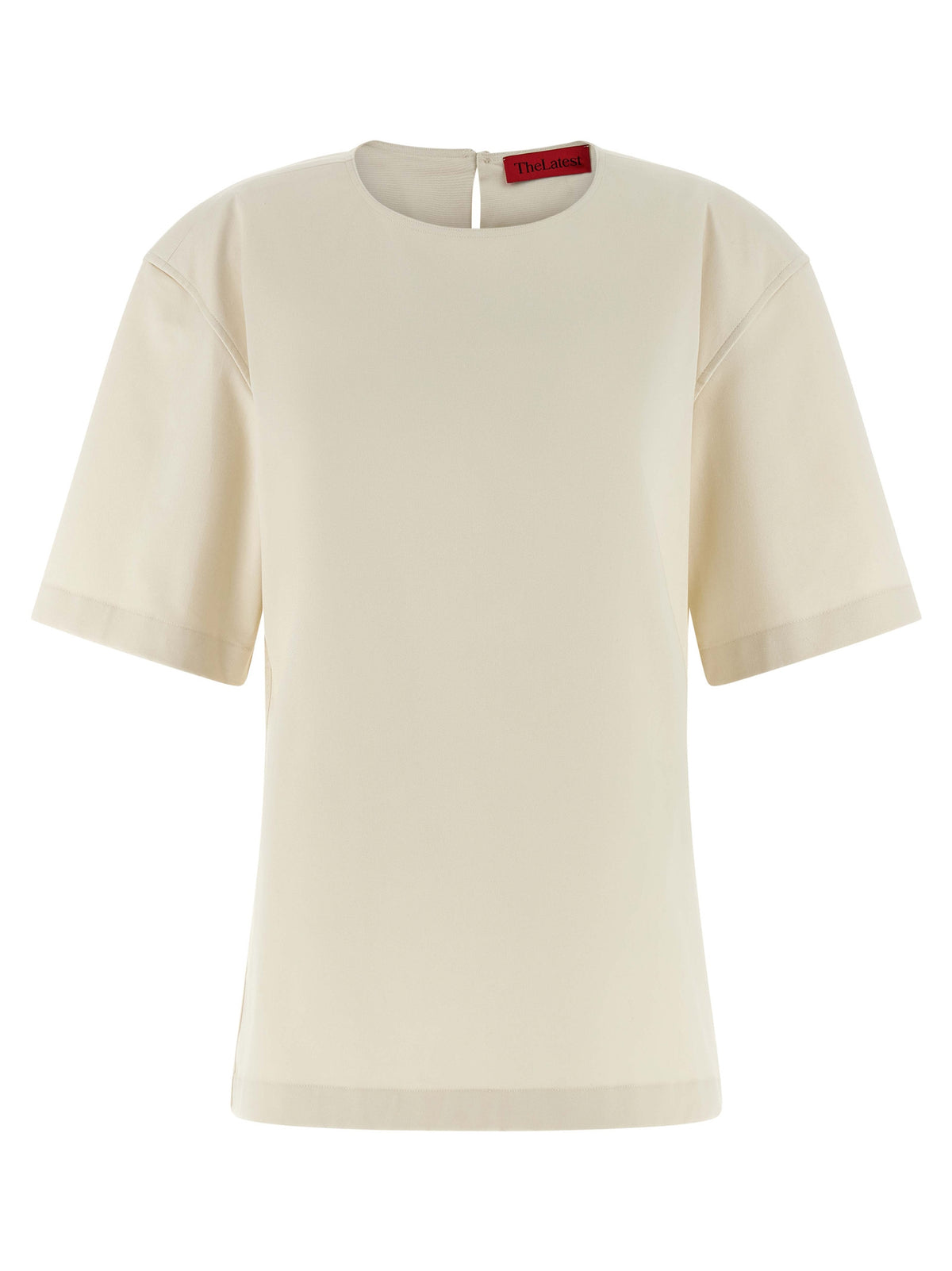 THELATEST Dean White Cotton T-Shirt with Teardrop Cut-Out