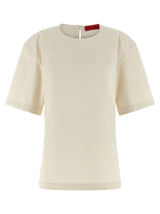 THELATEST Dean White Cotton T-Shirt with Teardrop Cut-Out