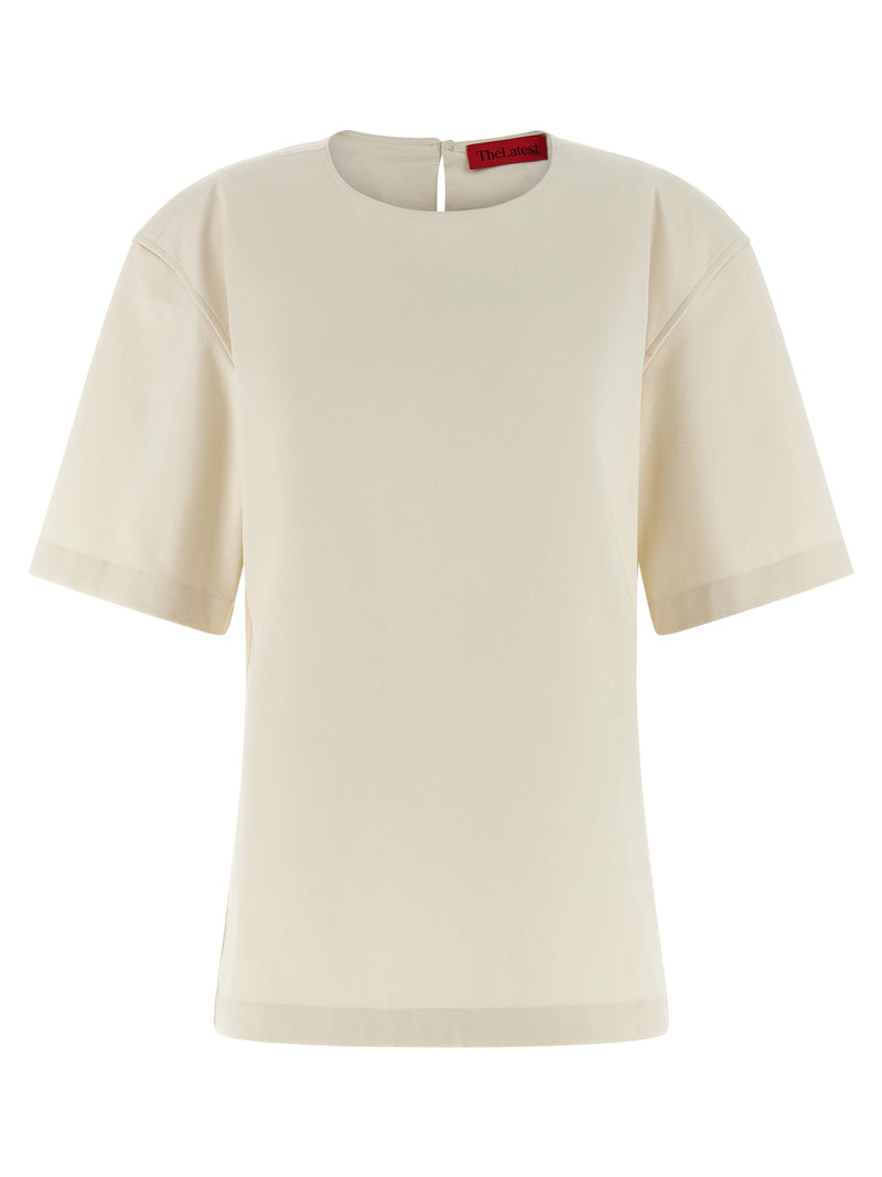 THELATEST Dean White Cotton T-Shirt with Cut-Out Detail