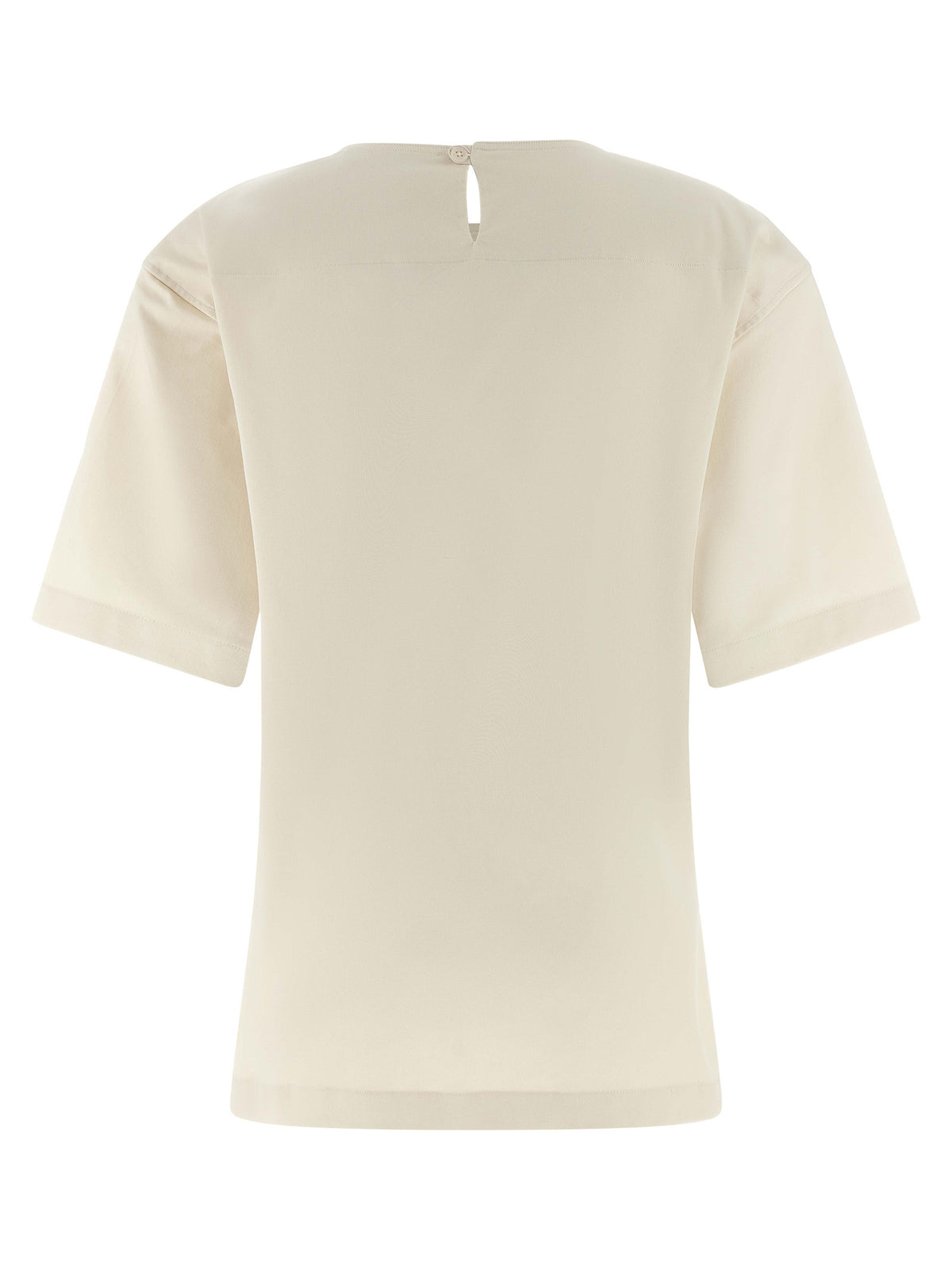 THELATEST Dean White Cotton T-Shirt with Teardrop Cut-Out