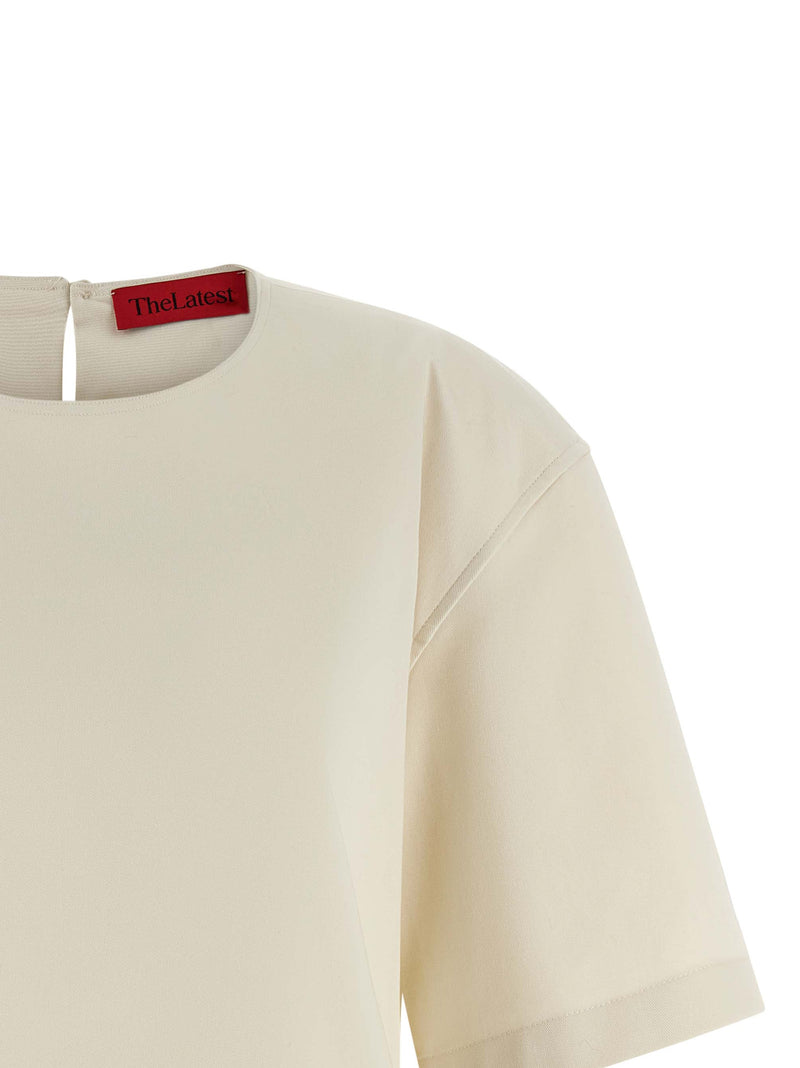 THELATEST Dean White Cotton T-Shirt with Cut-Out Detail