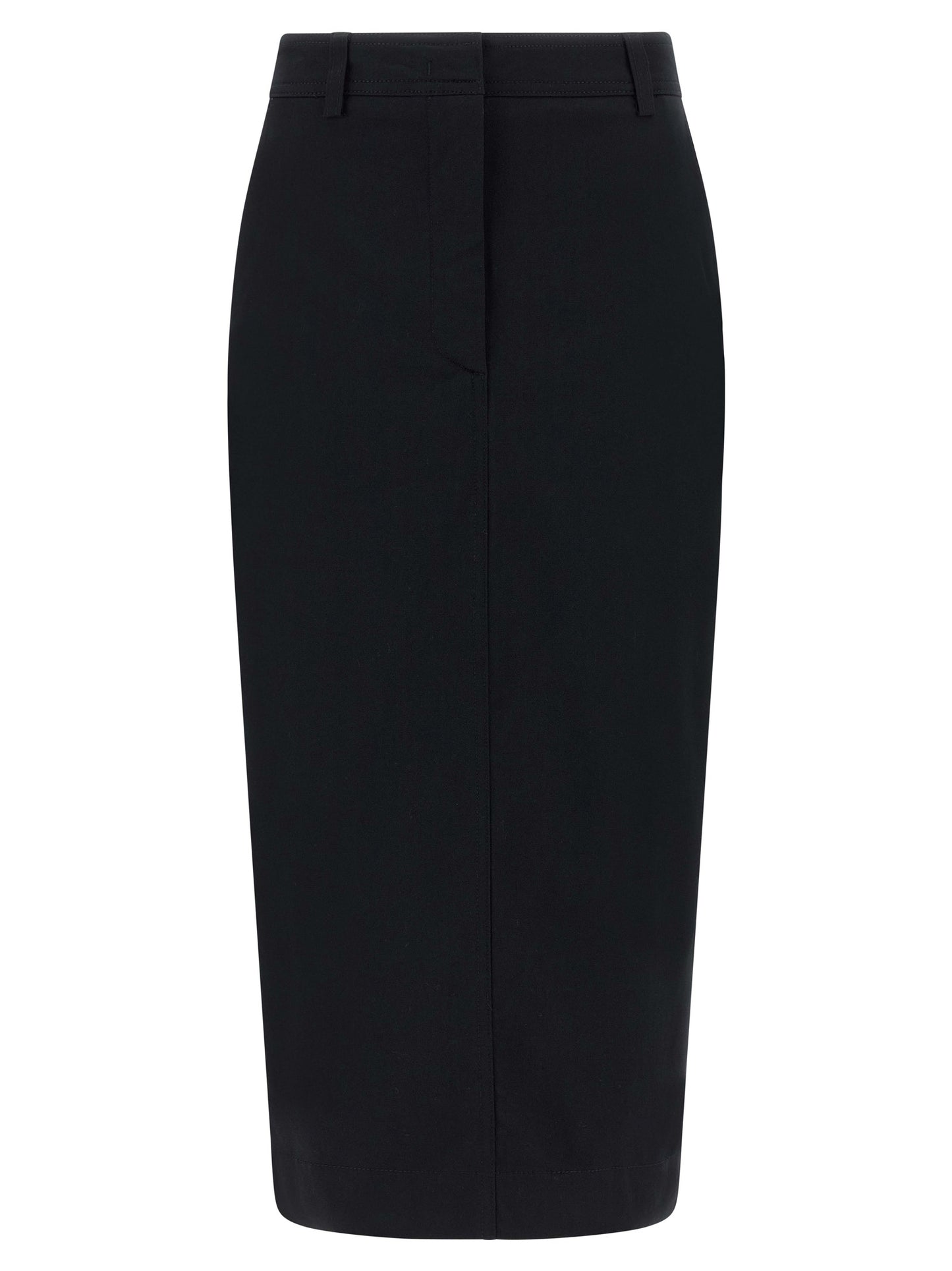 THELATEST Black Cotton Midi Skirt