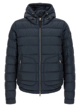 Veste longue Moncler en polyester bleu
