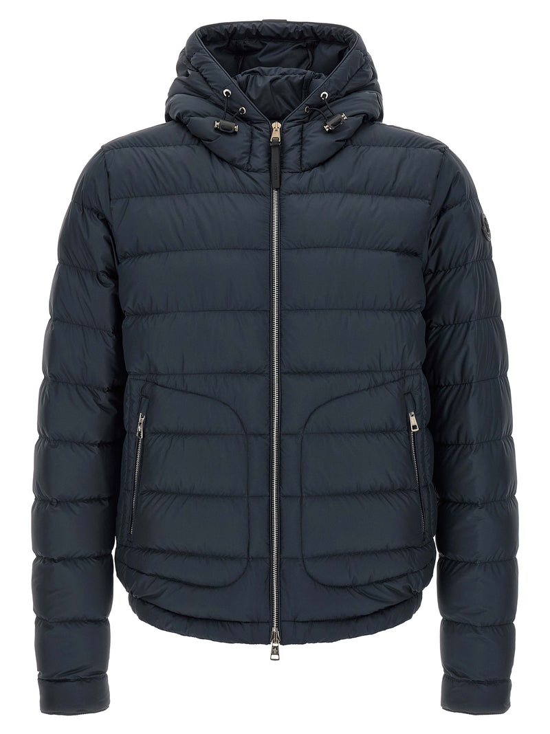 Veste longue Moncler en polyester bleu