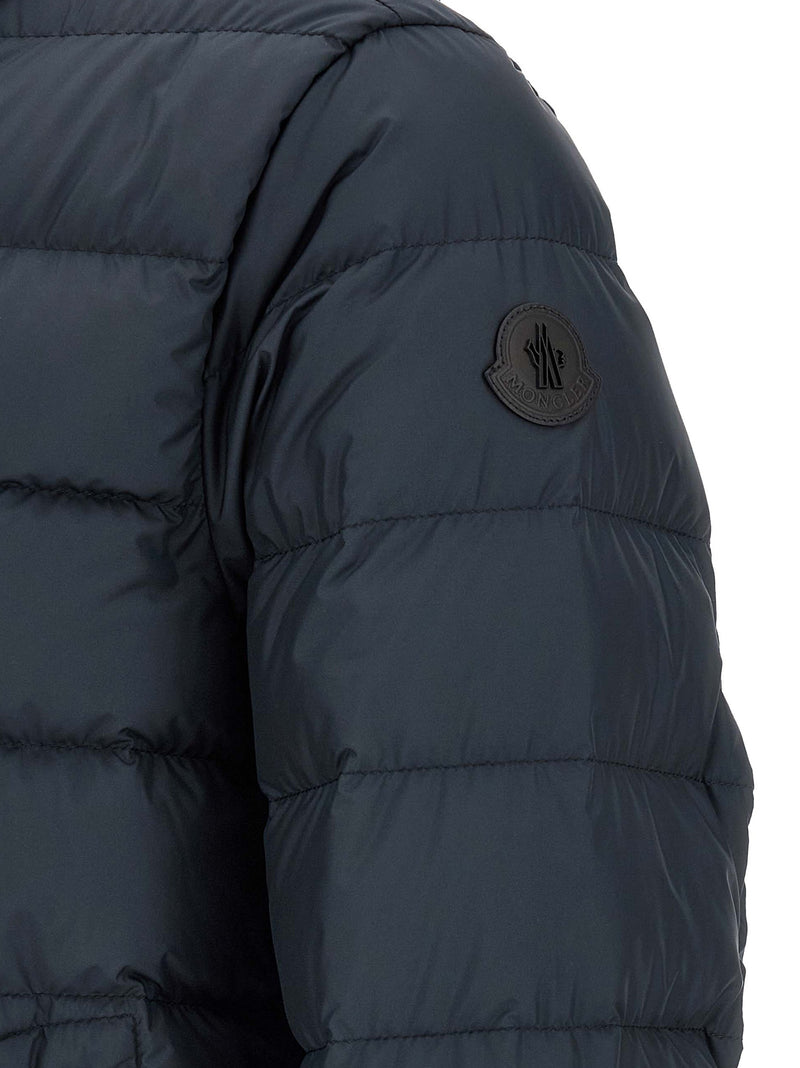 Veste longue Moncler en polyester bleu