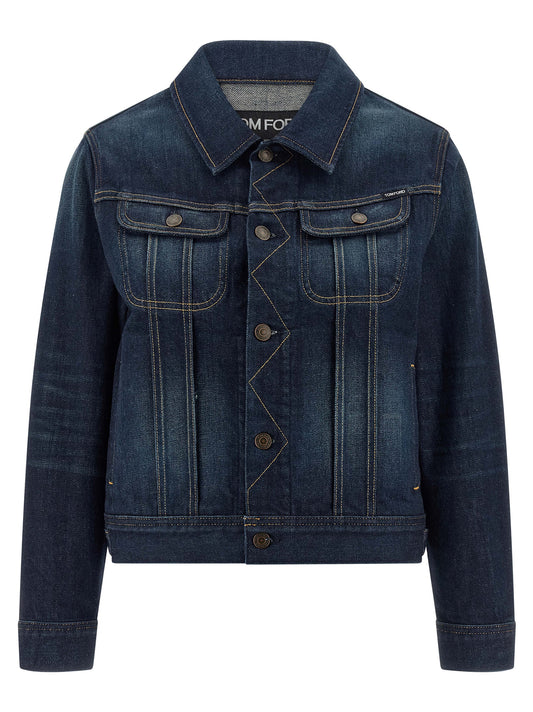 Tom Ford Blue Cotton Denim Jacket for Women