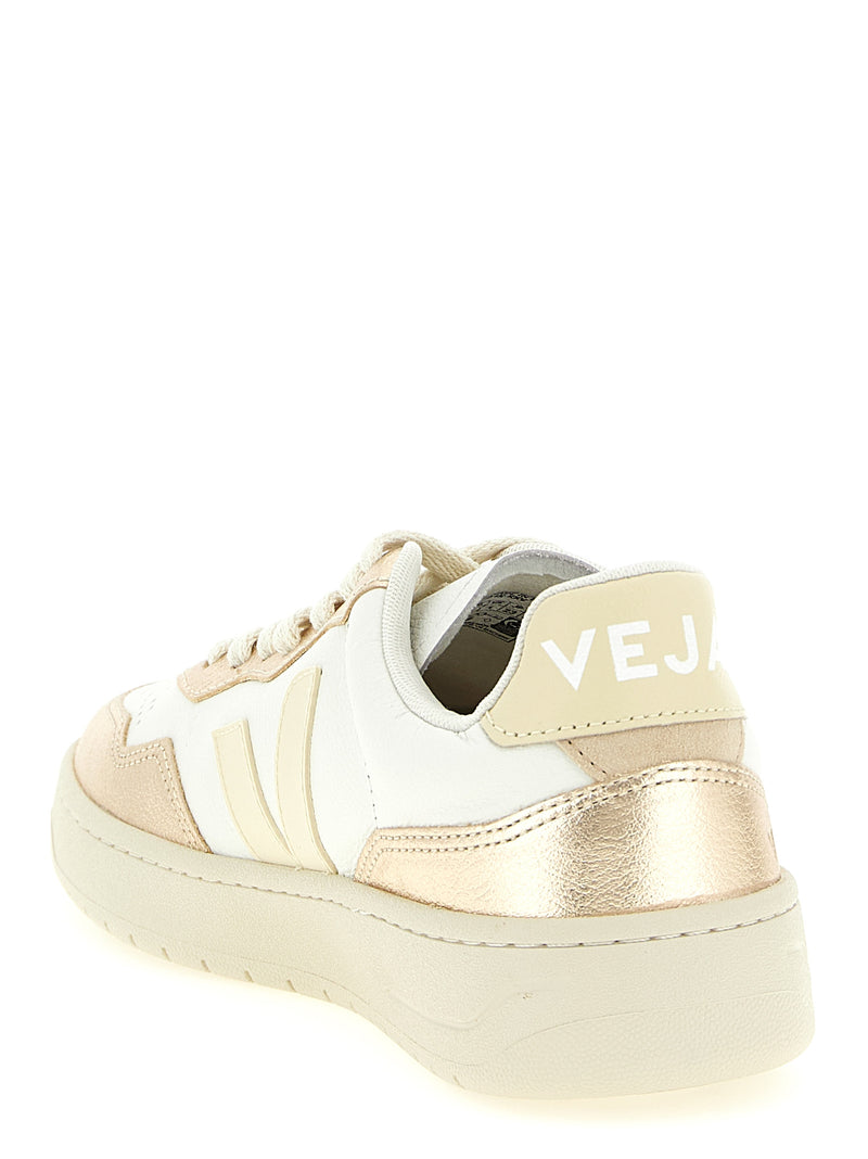 Veja V-90 Gold Genuine Leather Low Top Sneakers for Women