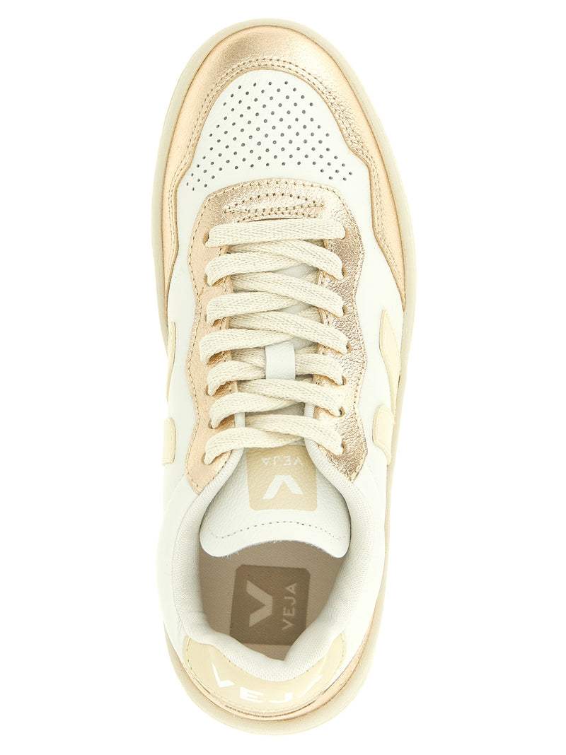 Veja V-90 Gold Genuine Leather Low Top Sneakers for Women