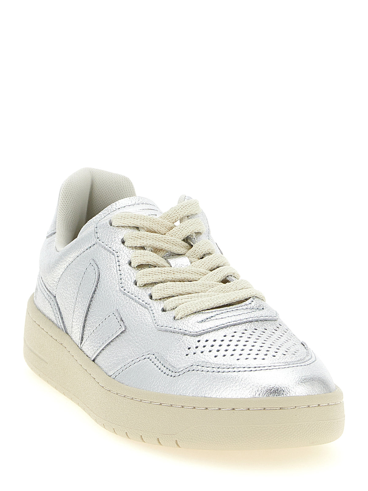 Veja V-90 Silver Genuine Leather Low Top Sneakers