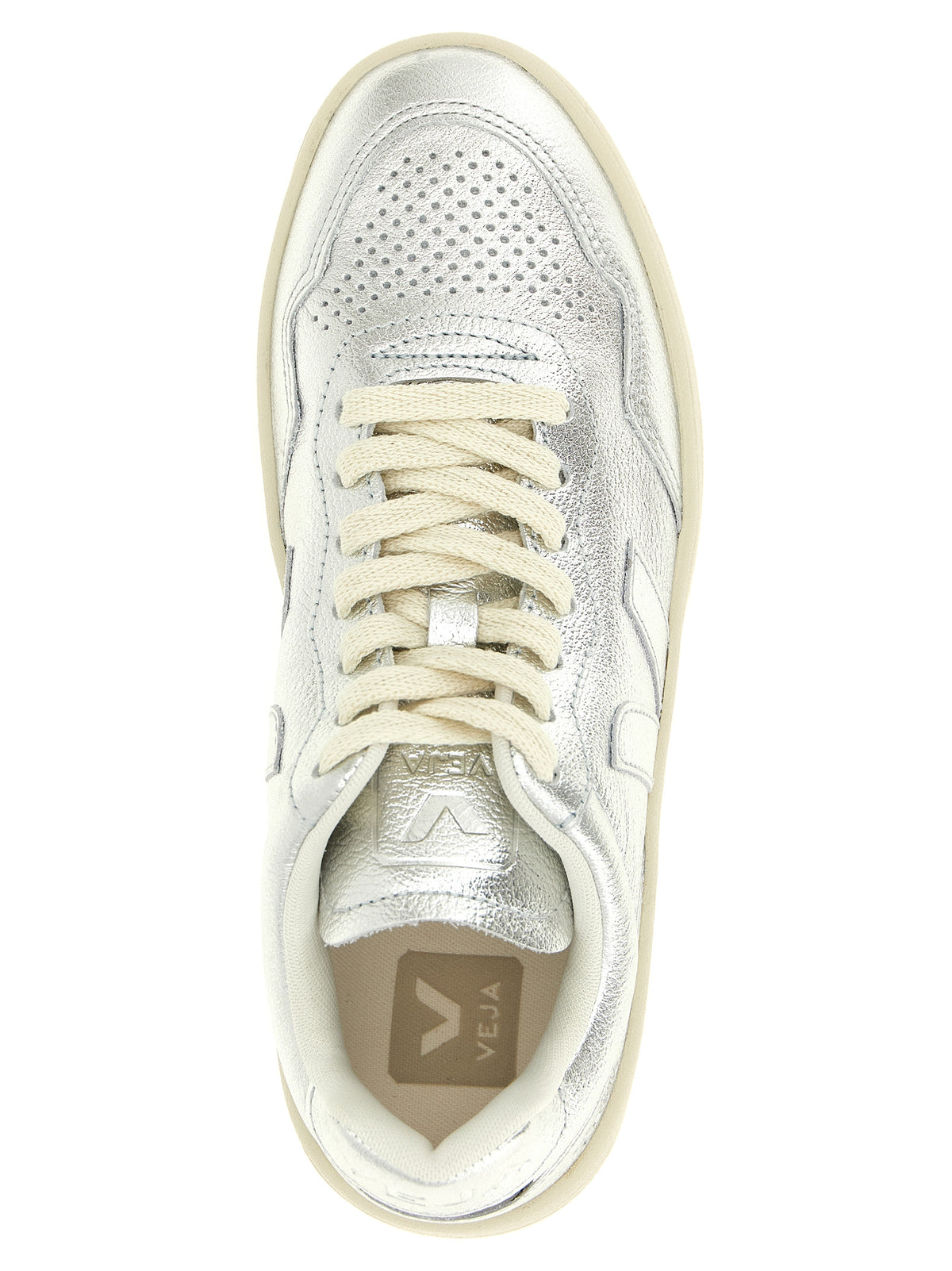 Veja V-90 Silver Genuine Leather Low Top Sneakers