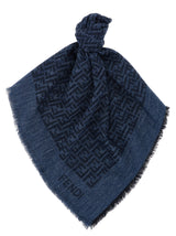 Fendi Blue Cotton Scarf - Luxurious Denim Effect Shawl