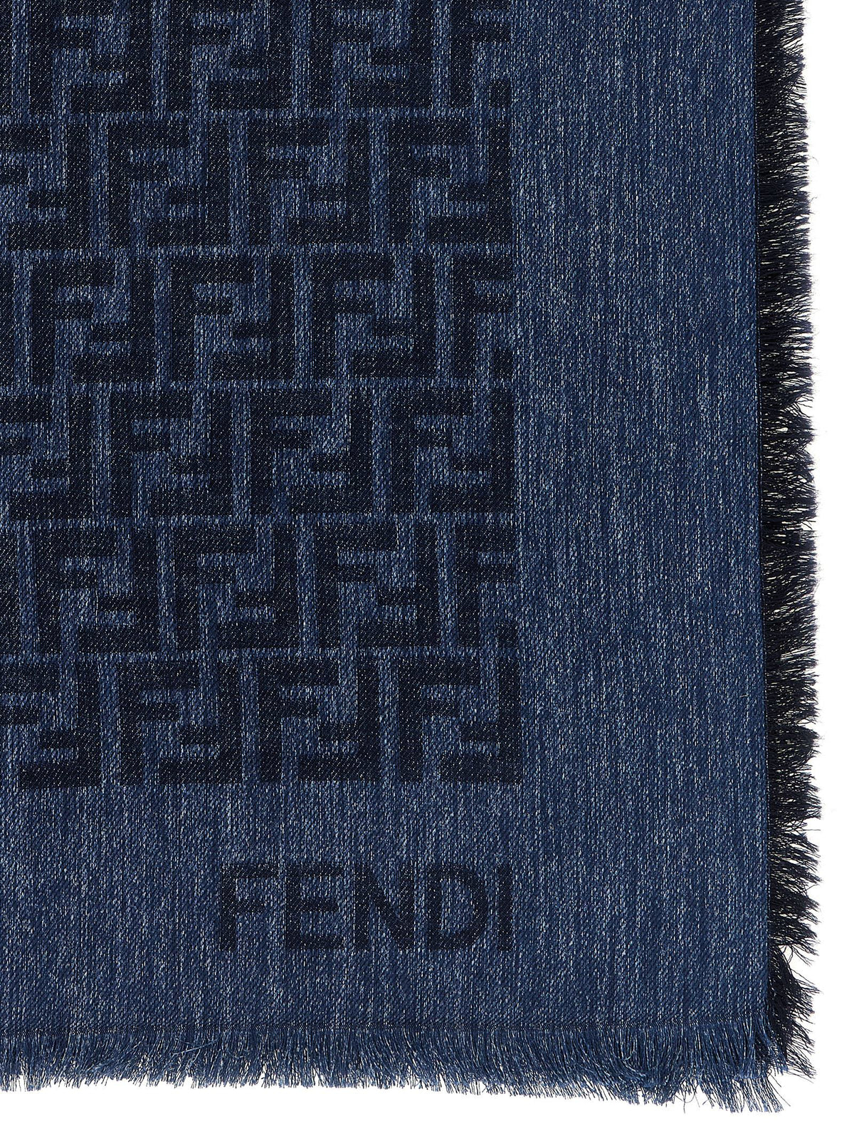 Fendi Blue Cotton Scarf - Luxurious Denim Effect Shawl