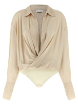 The Andamane Paloma Beige Viscose Bodysuit